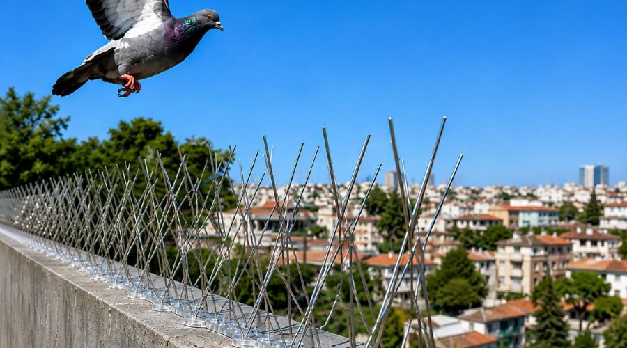 ENB Enterprises team installing bird spikes on apartment balcony in Chennai